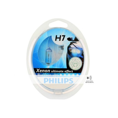 Галогеновая лампа Philips H7 BlueVision Ultra 4000К набор
